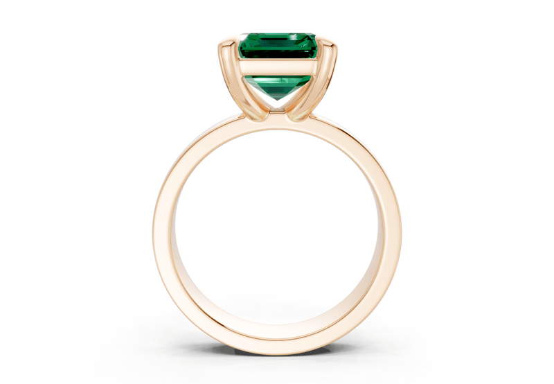 Cascade Emerald Gemstone Solitaire Emerald Cut 4mm Engagement Ring - Ring Premier