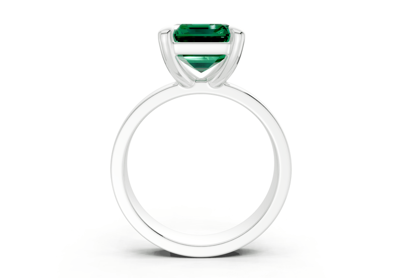 Cascade Emerald Gemstone Solitaire Emerald Cut 4mm Engagement Ring - Ring Premier