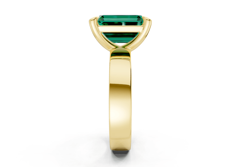 Cascade Emerald Gemstone Solitaire Emerald Cut 4mm Engagement Ring - Ring Premier