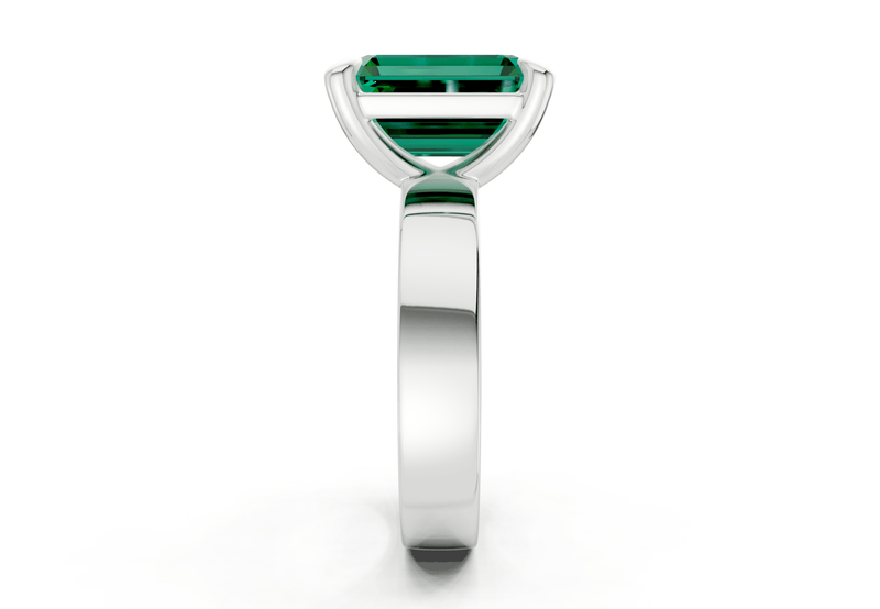 Cascade Emerald Gemstone Solitaire Emerald Cut 4mm Engagement Ring - Ring Premier