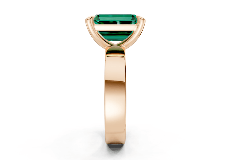 Cascade Emerald Gemstone Solitaire Emerald Cut 4mm Engagement Ring - Ring Premier