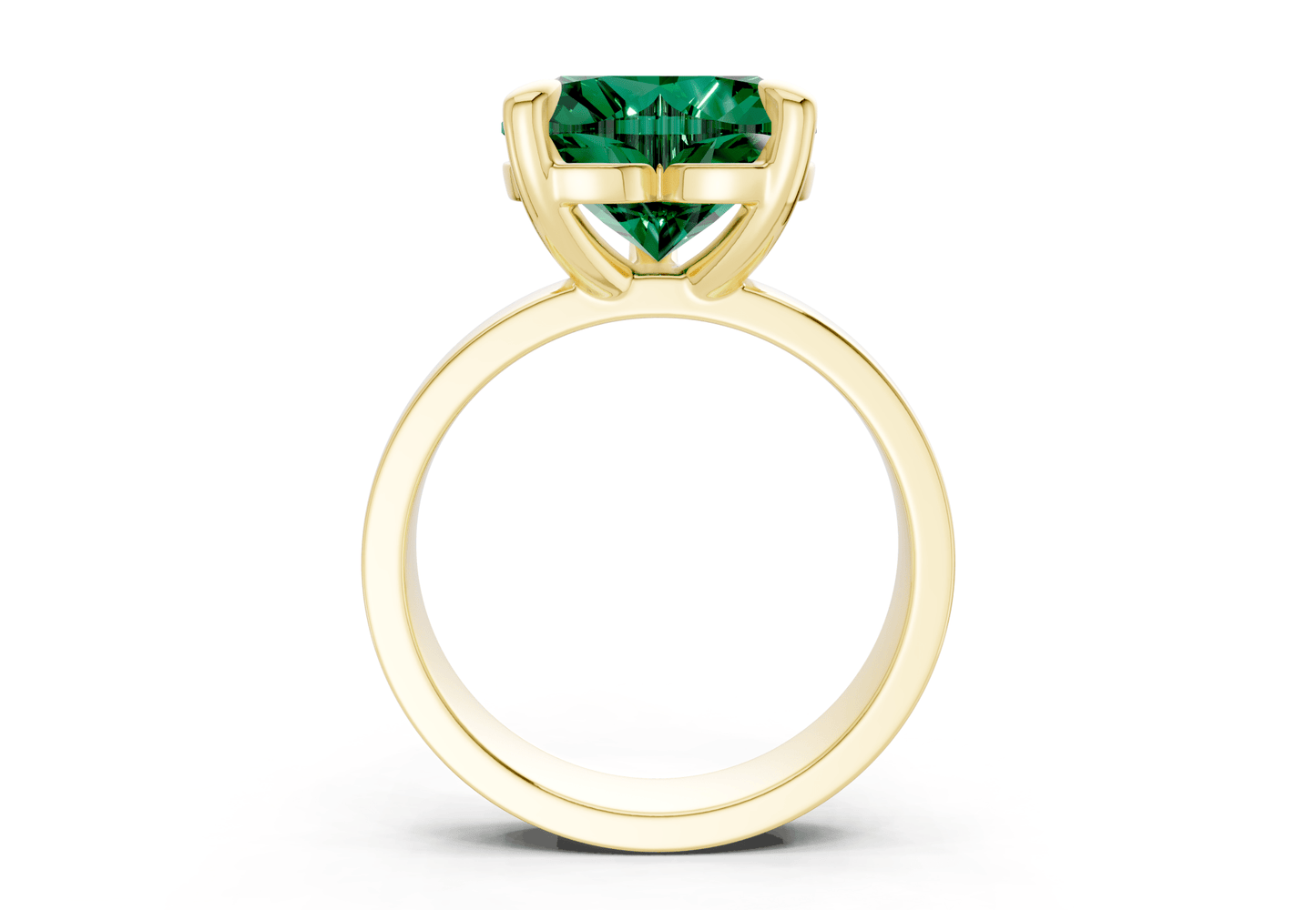Cascade Emerald Gemstone Solitaire Heart Cut 4mm Engagement Ring - Ring Premier