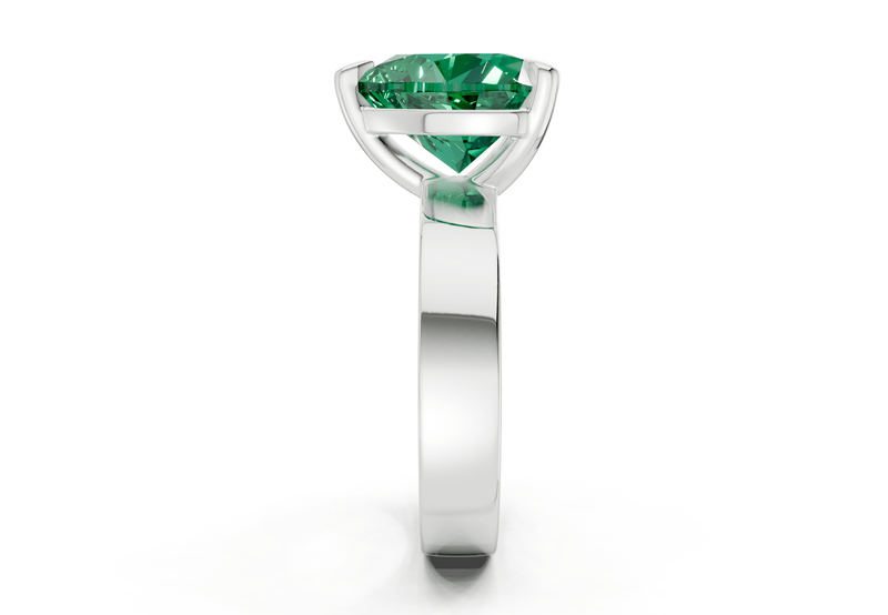 Cascade Emerald Gemstone Solitaire Heart Cut 4mm Engagement Ring - Ring Premier