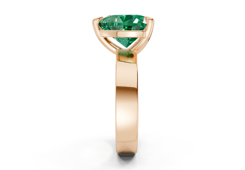 Cascade Emerald Gemstone Solitaire Heart Cut 4mm Engagement Ring - Ring Premier