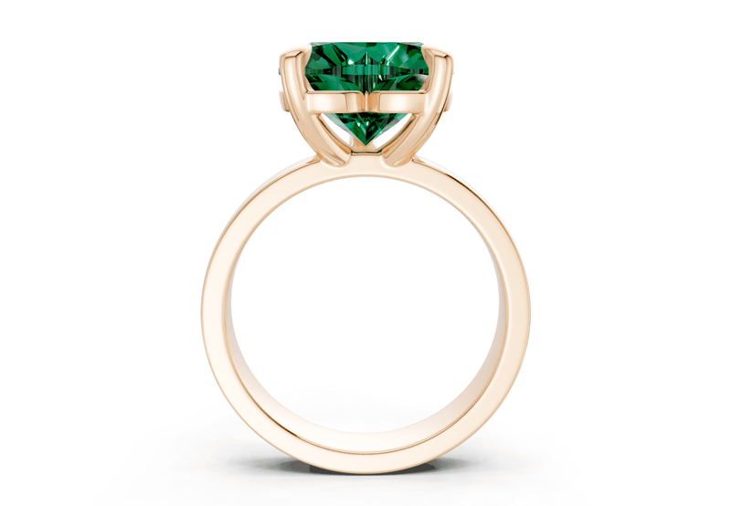 Cascade Emerald Gemstone Solitaire Heart Cut 4mm Engagement Ring - Ring Premier