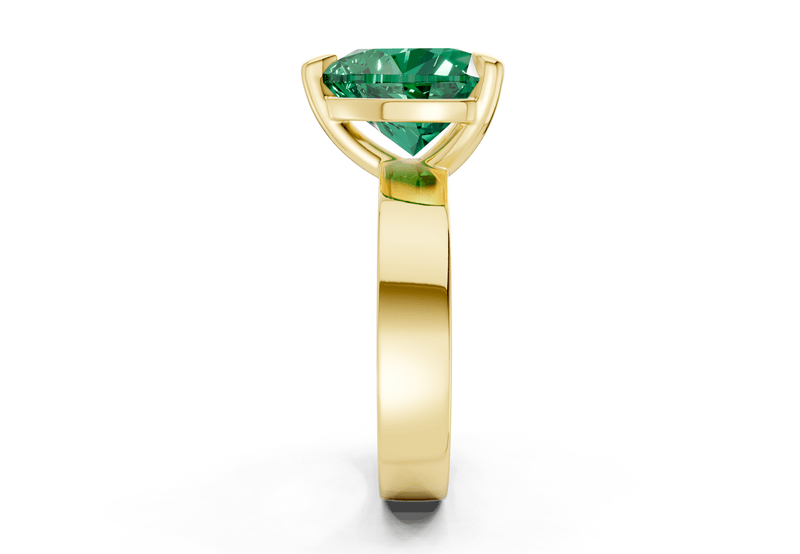 Cascade Emerald Gemstone Solitaire Heart Cut 4mm Engagement Ring - Ring Premier