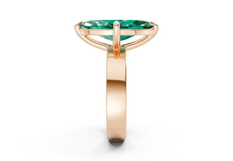 Cascade Emerald Gemstone Solitaire Marquise Cut 4mm Engagement Ring - Ring Premier