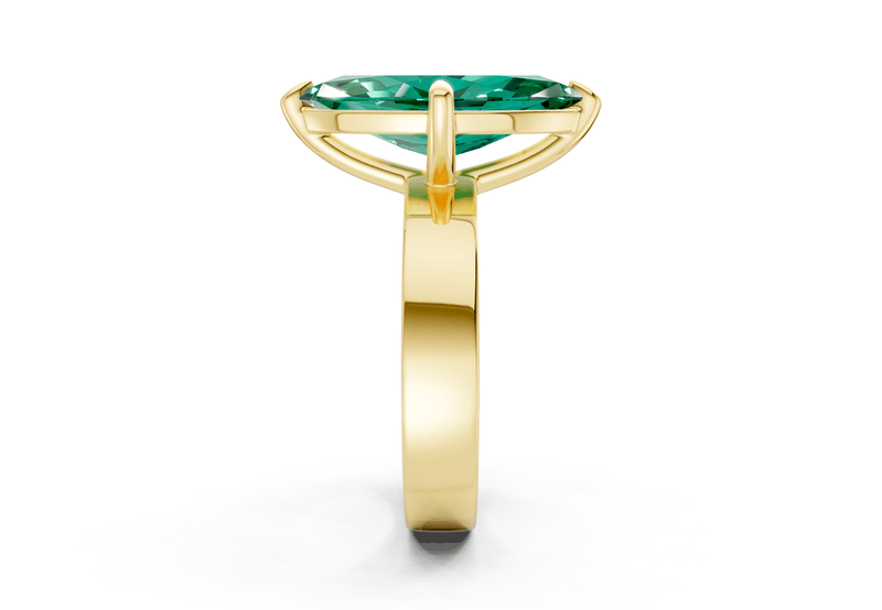Cascade Emerald Gemstone Solitaire Marquise Cut 4mm Engagement Ring - Ring Premier