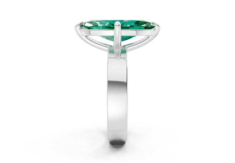 Cascade Emerald Gemstone Solitaire Marquise Cut 4mm Engagement Ring - Ring Premier