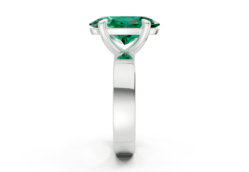 Cascade Emerald Gemstone Solitaire Oval Cut 4mm Engagement Ring - Ring Premier