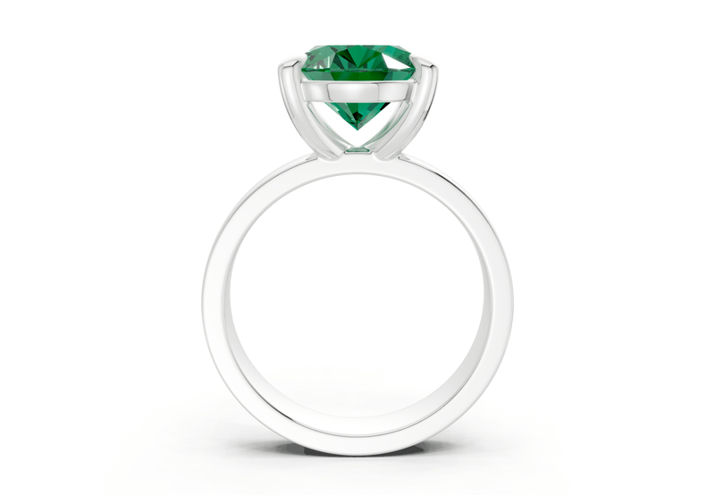Cascade Emerald Gemstone Solitaire Oval Cut 4mm Engagement Ring - Ring Premier