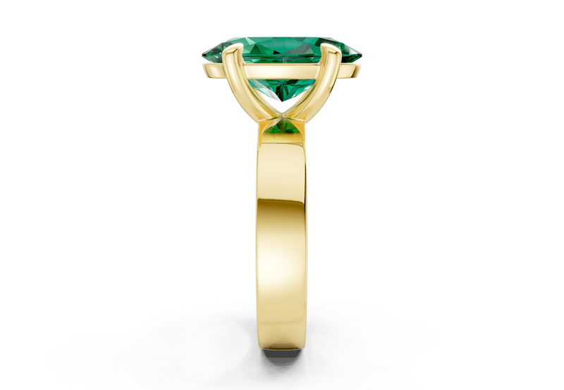Cascade Emerald Gemstone Solitaire Oval Cut 4mm Engagement Ring - Ring Premier