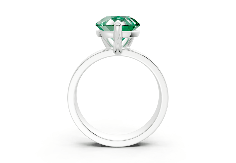 Cascade Emerald Gemstone Solitaire Pear Cut 4mm Engagement Ring - Ring Premier