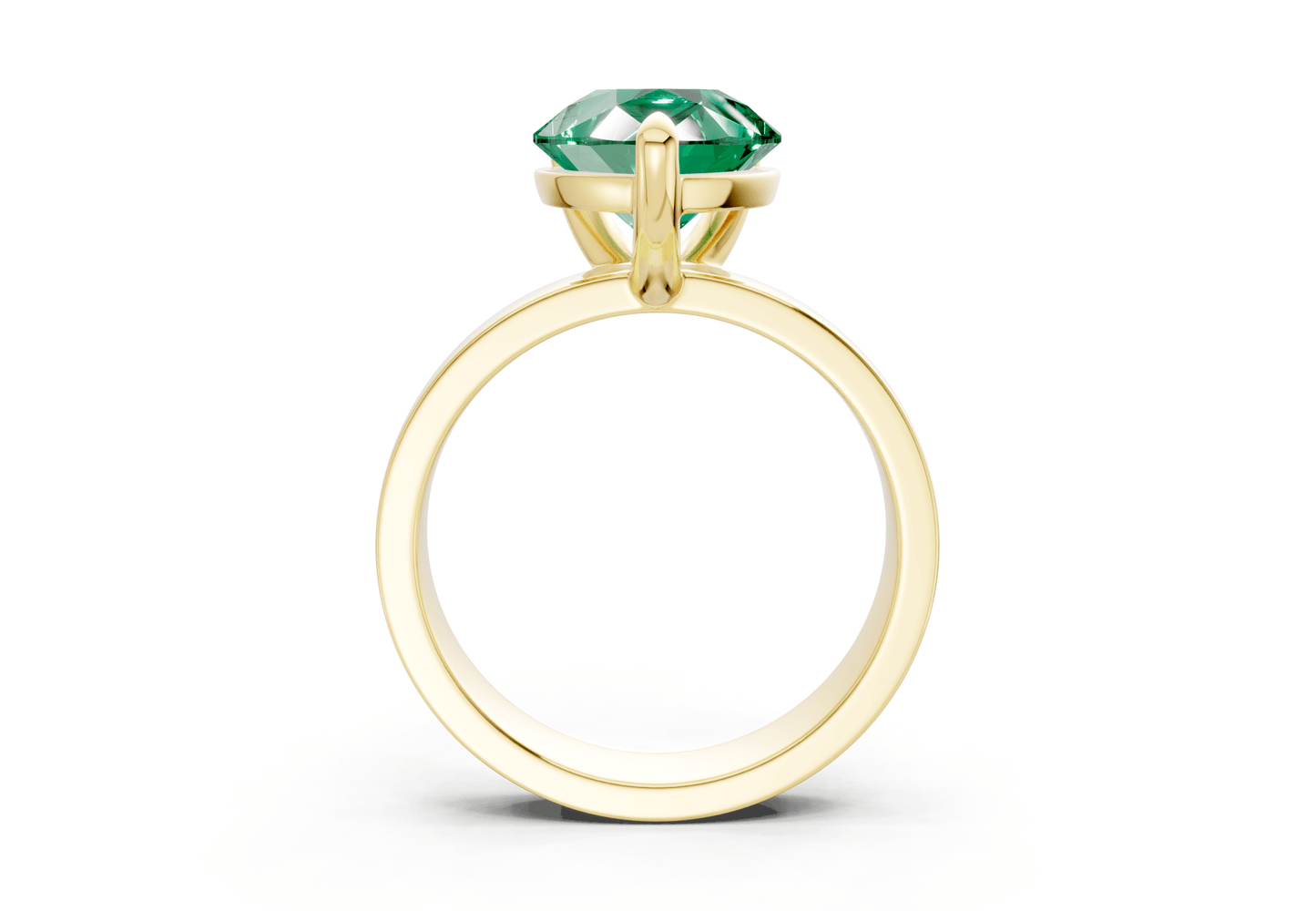 Cascade Emerald Gemstone Solitaire Pear Cut 4mm Engagement Ring - Ring Premier