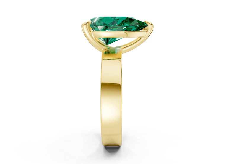 Cascade Emerald Gemstone Solitaire Pear Cut 4mm Engagement Ring - Ring Premier