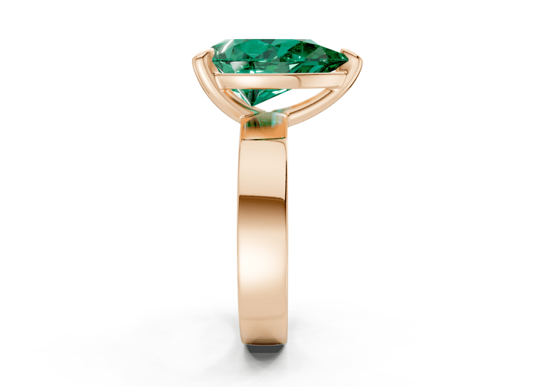 Cascade Emerald Gemstone Solitaire Pear Cut 4mm Engagement Ring - Ring Premier