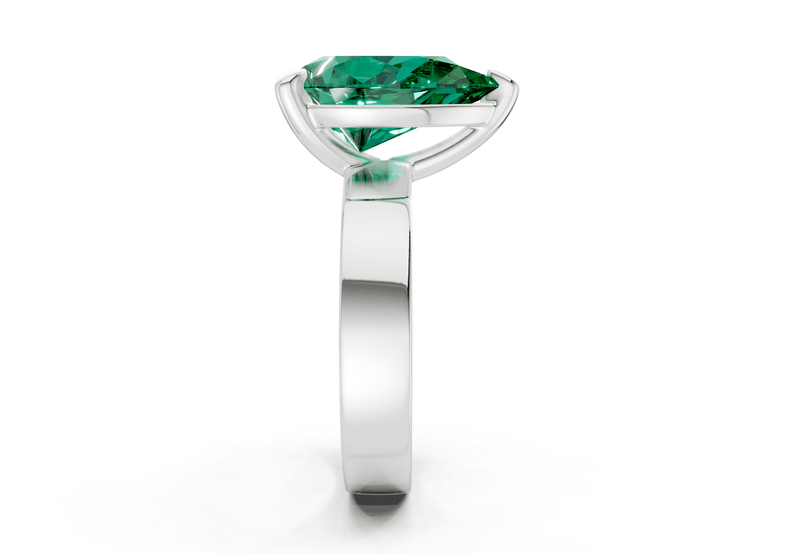 Cascade Emerald Gemstone Solitaire Pear Cut 4mm Engagement Ring - Ring Premier