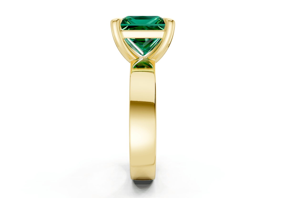 Cascade Emerald Gemstone Solitaire Princess Cut 4mm Engagement Ring