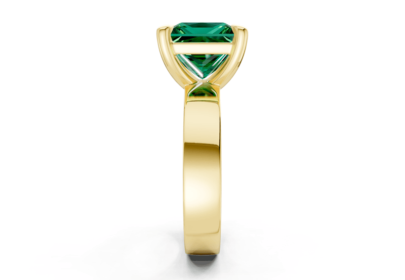 Cascade Emerald Gemstone Solitaire Princess Cut 4mm Engagement Ring - Ring Premier