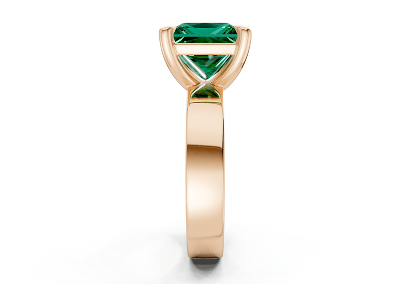 Cascade Emerald Gemstone Solitaire Princess Cut 4mm Engagement Ring - Ring Premier