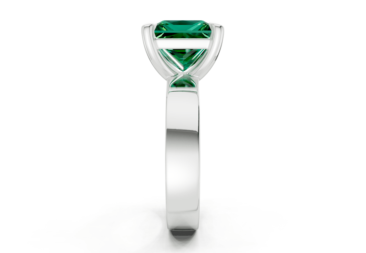 Cascade Emerald Gemstone Solitaire Princess Cut 4mm Engagement Ring