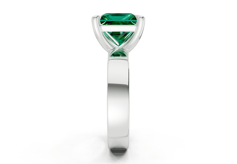 Cascade Emerald Gemstone Solitaire Princess Cut 4mm Engagement Ring - Ring Premier