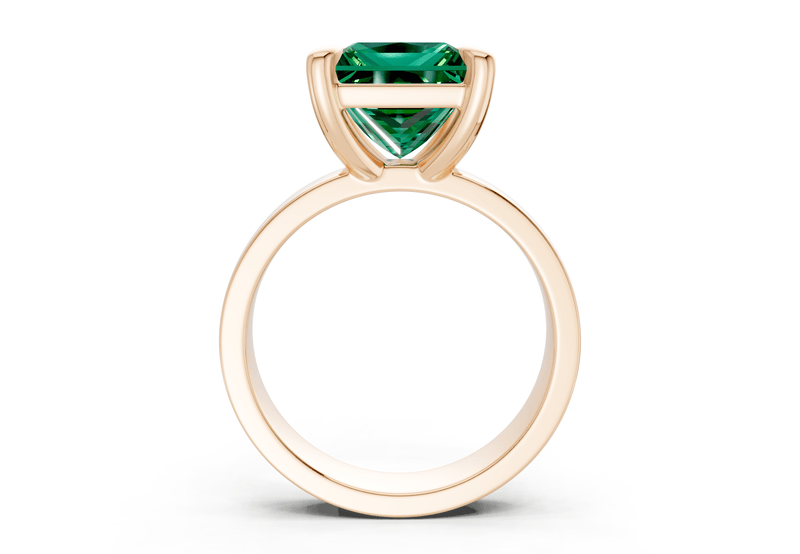 Cascade Emerald Gemstone Solitaire Princess Cut 4mm Engagement Ring - Ring Premier