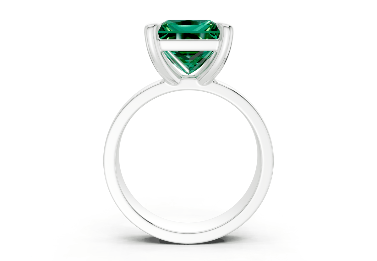 Cascade Emerald Gemstone Solitaire Princess Cut 4mm Engagement Ring