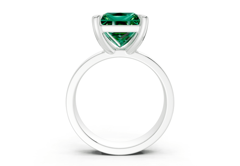 Cascade Emerald Gemstone Solitaire Princess Cut 4mm Engagement Ring - Ring Premier