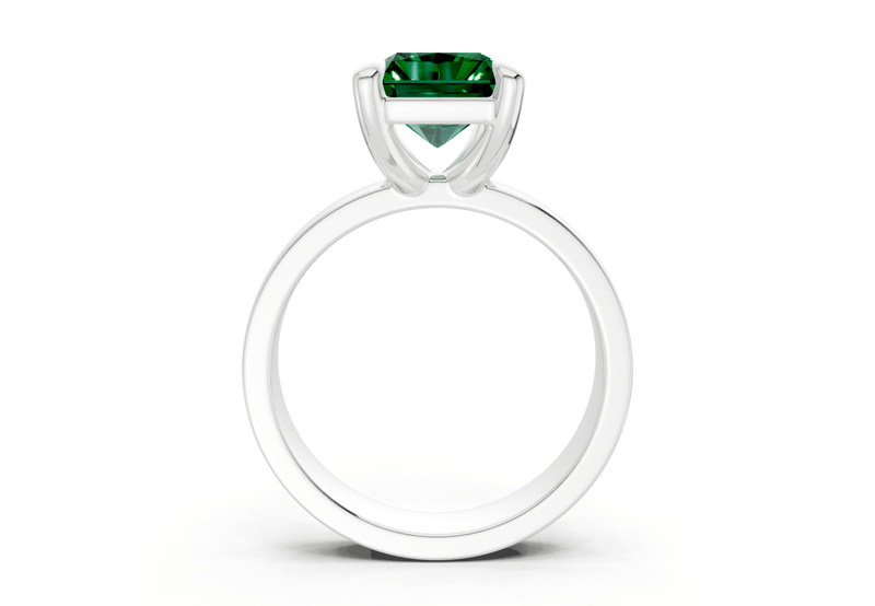 Cascade Emerald Gemstone Solitaire Radiant Cut 4mm Engagement Ring - Ring Premier