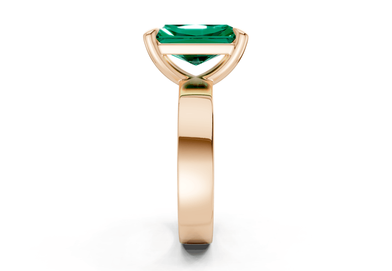 Cascade Emerald Gemstone Solitaire Radiant Cut 4mm Engagement Ring - Ring Premier