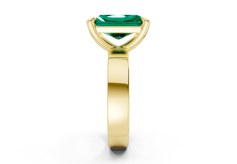 Cascade Emerald Gemstone Solitaire Radiant Cut 4mm Engagement Ring - Ring Premier