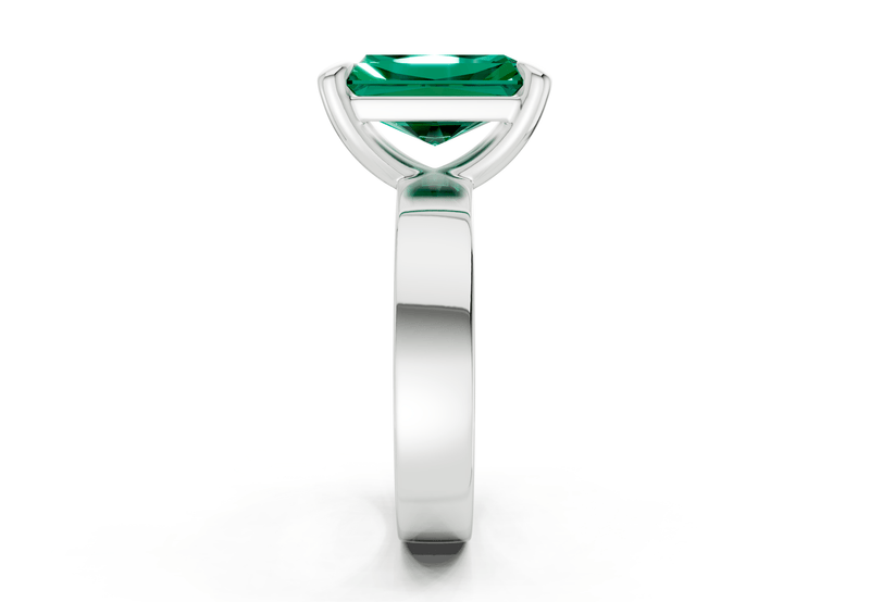 Cascade Emerald Gemstone Solitaire Radiant Cut 4mm Engagement Ring - Ring Premier