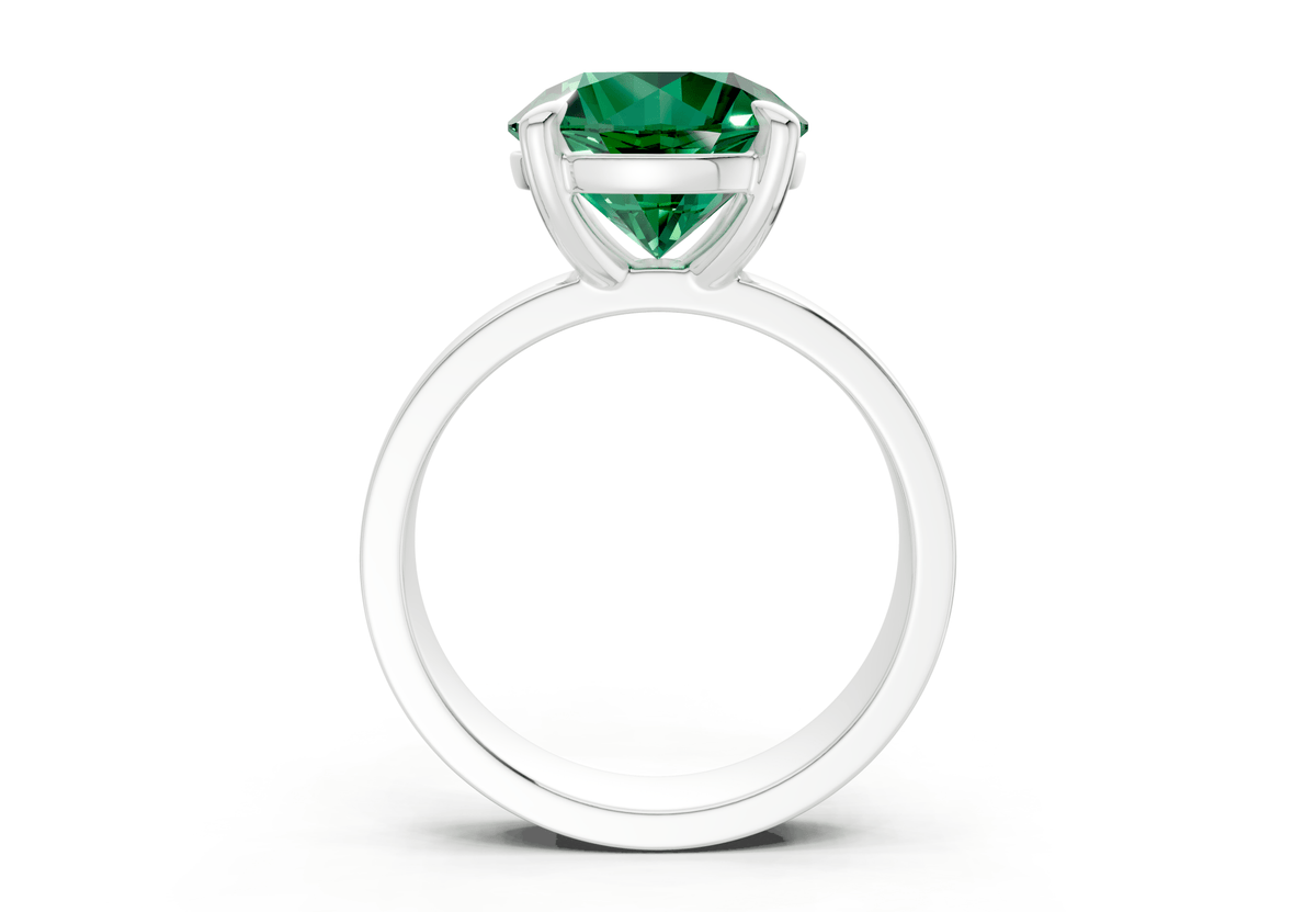 Cascade Emerald Gemstone Solitaire Round Cut 4mm Engagement Ring