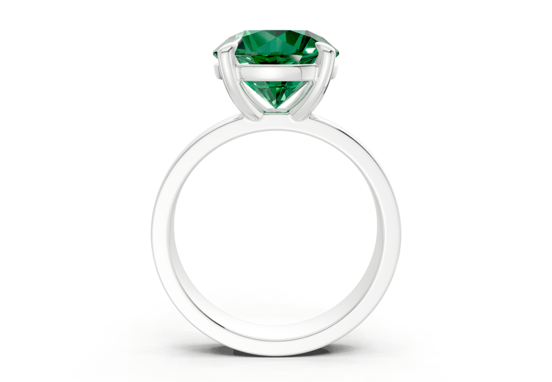 Cascade Emerald Gemstone Solitaire Round Cut 4mm Engagement Ring - Ring Premier