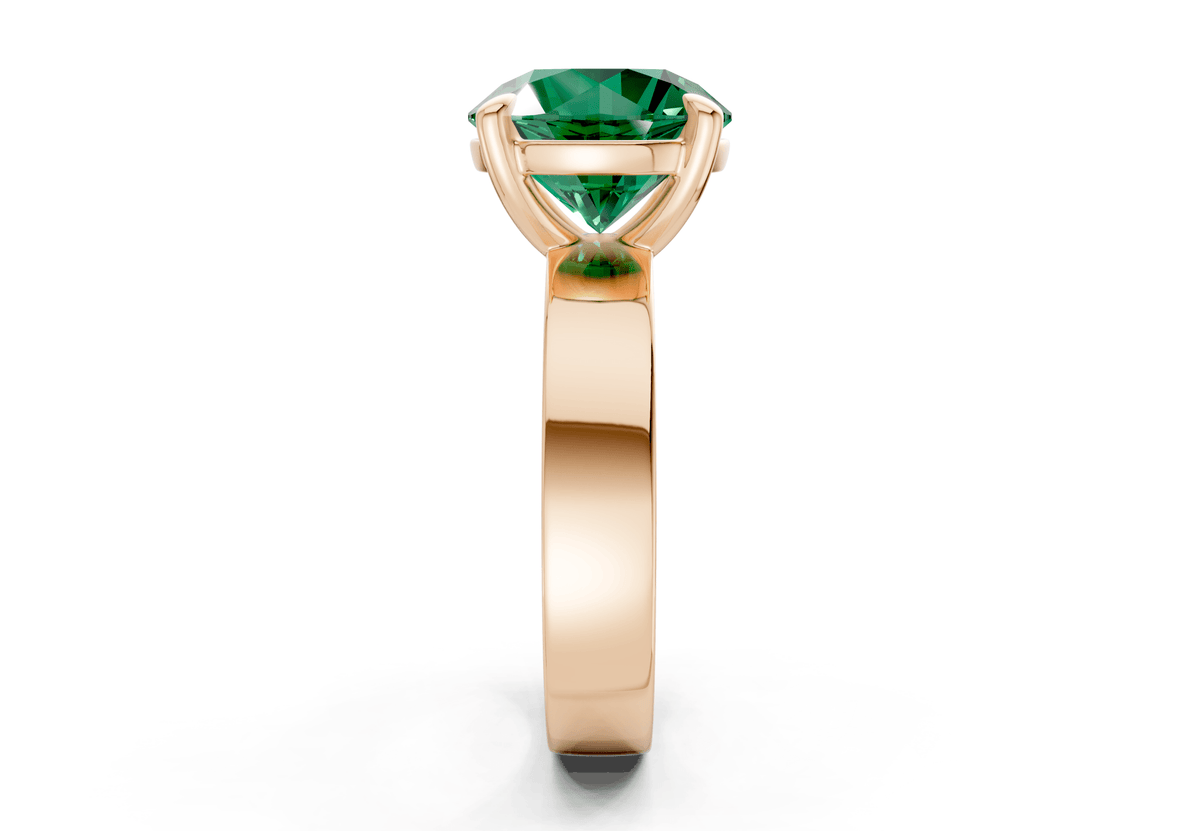 Cascade Emerald Gemstone Solitaire Round Cut 4mm Engagement Ring