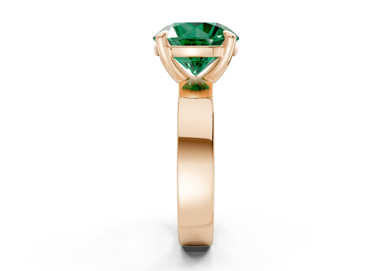 Cascade Emerald Gemstone Solitaire Round Cut 4mm Engagement Ring - Ring Premier