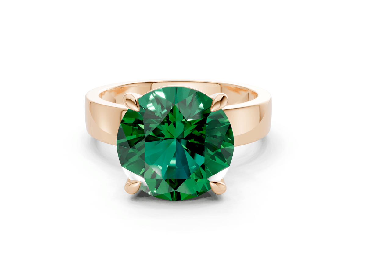 Cascade Emerald Gemstone Solitaire Round Cut 4mm Engagement Ring