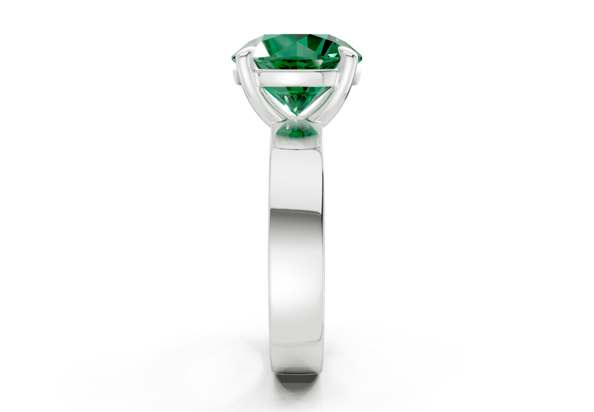 Cascade Emerald Gemstone Solitaire Round Cut 4mm Engagement Ring