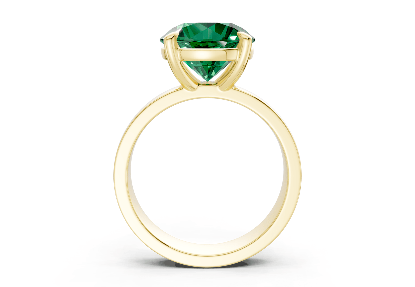 Cascade Emerald Gemstone Solitaire Round Cut 4mm Engagement Ring - Ring Premier