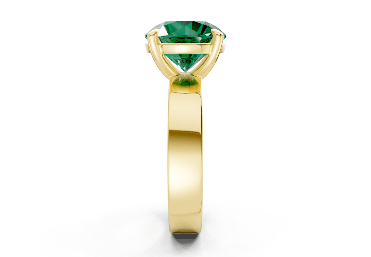 Cascade Emerald Gemstone Solitaire Round Cut 4mm Engagement Ring