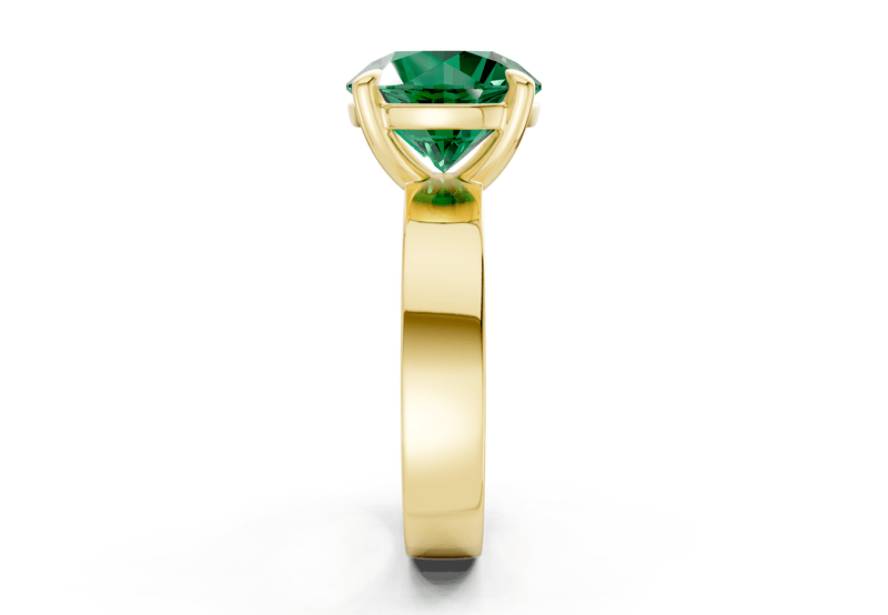 Cascade Emerald Gemstone Solitaire Round Cut 4mm Engagement Ring - Ring Premier