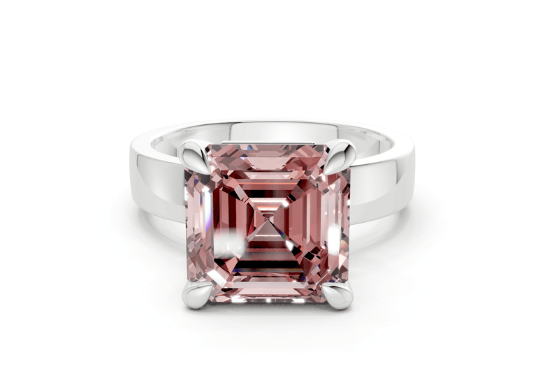 Cascade Pink Diamond Solitaire Asscher Cut 4mm Engagement Ring - Ring Premier