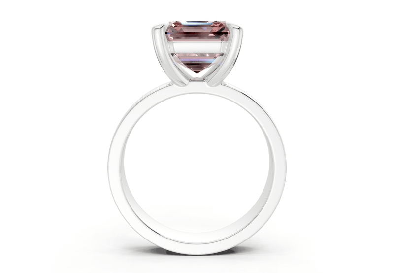 Cascade Pink Diamond Solitaire Asscher Cut 4mm Engagement Ring - Ring Premier