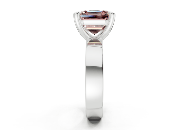 Cascade Pink Diamond Solitaire Asscher Cut 4mm Engagement Ring - Ring Premier