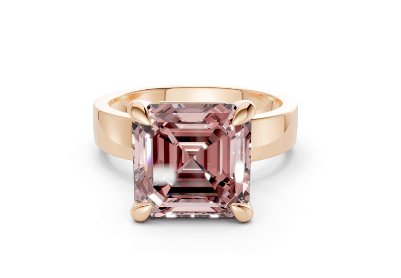 Cascade Pink Diamond Solitaire Asscher Cut 4mm Engagement Ring - Ring Premier