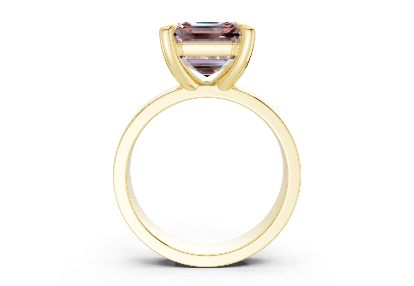 Cascade Pink Diamond Solitaire Asscher Cut 4mm Engagement Ring - Ring Premier