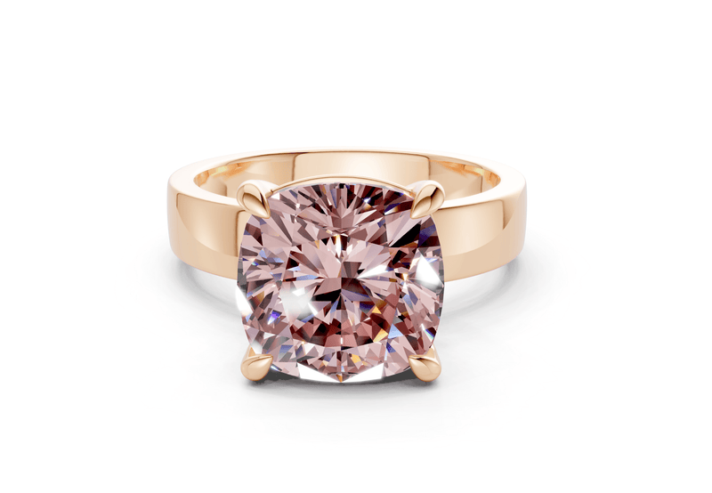 Cascade Pink Diamond Solitaire Cushion Squareuare Cut 4mm Engagement Ring - Ring Premier