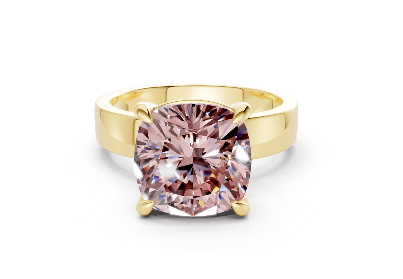 Cascade Pink Diamond Solitaire Cushion Squareuare Cut 4mm Engagement Ring