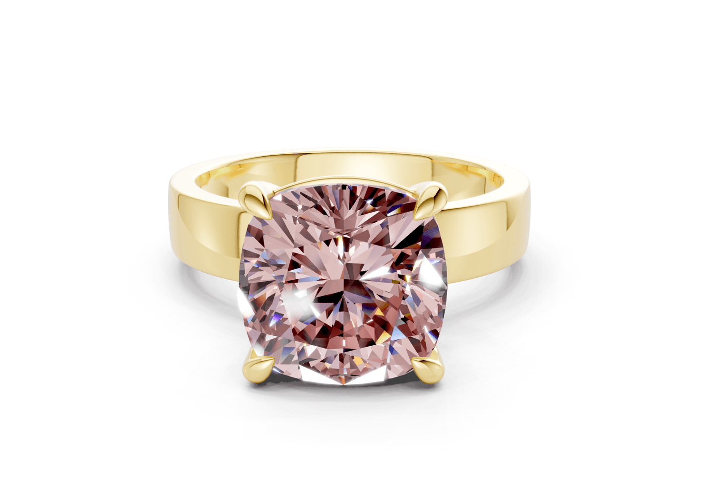 Cascade Pink Diamond Solitaire Cushion Squareuare Cut 4mm Engagement Ring - Ring Premier